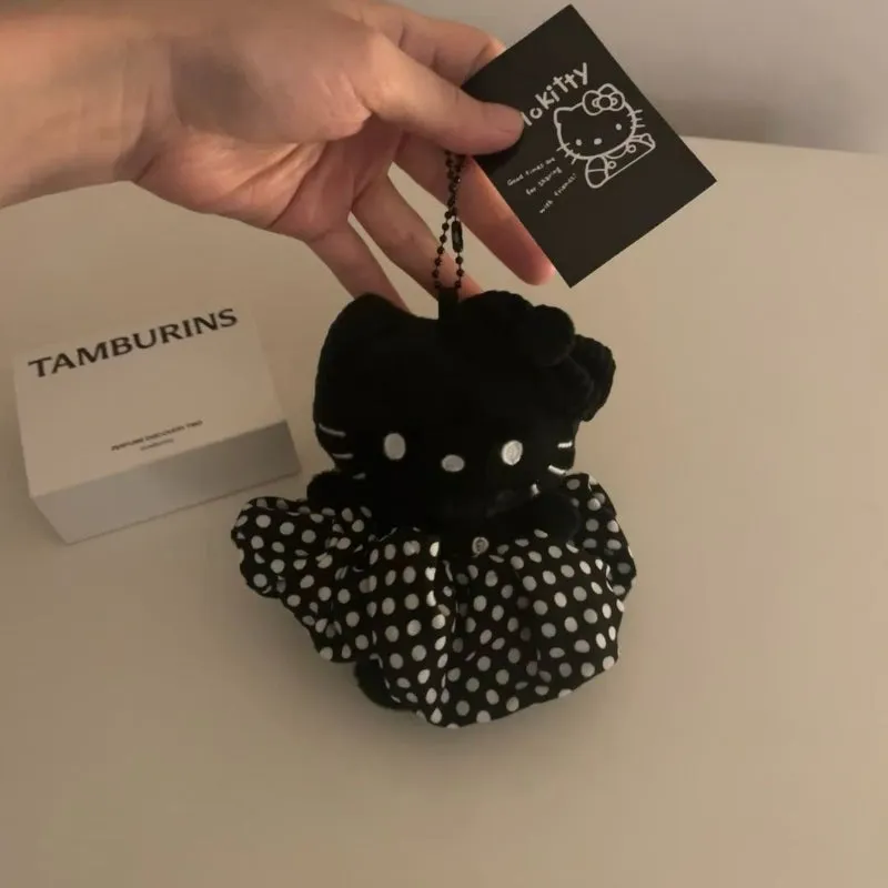 Black Polka Dot Dress Kitty Keychain KI677